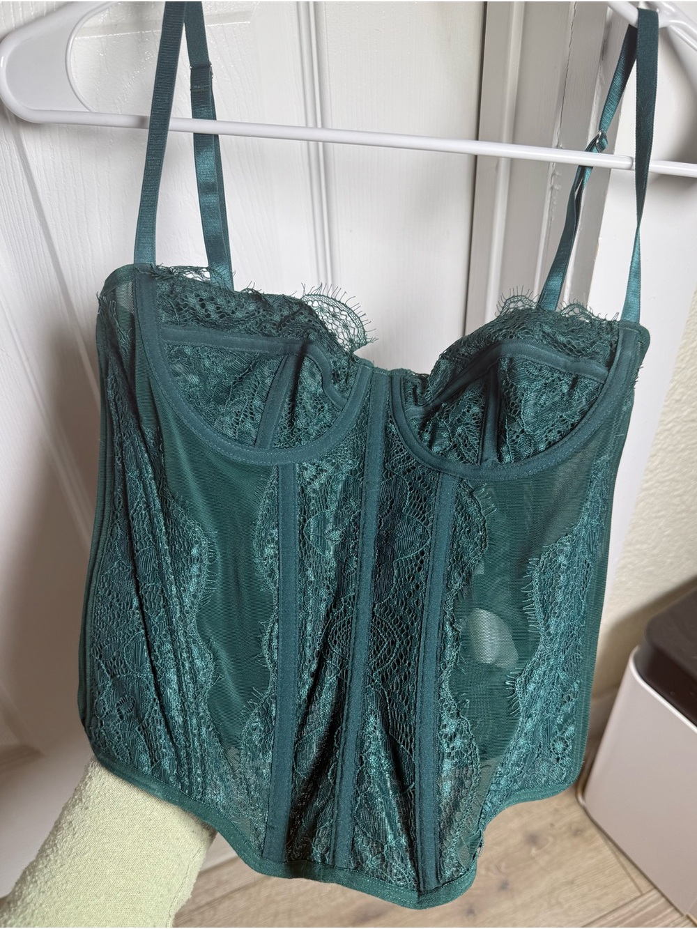 Women's Lace Bustier Corset in Deep Teal